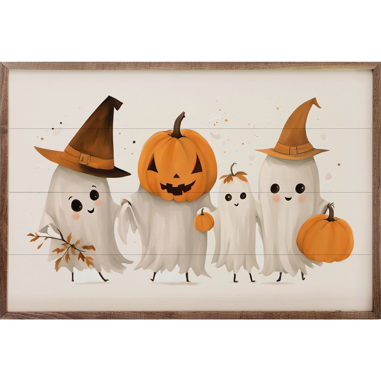 R*U様 【Halloween party】アクリル画 F6 風景画 絵画 Four Ghost Friends - Halloween Wood Framed Art - Multiple Sizes